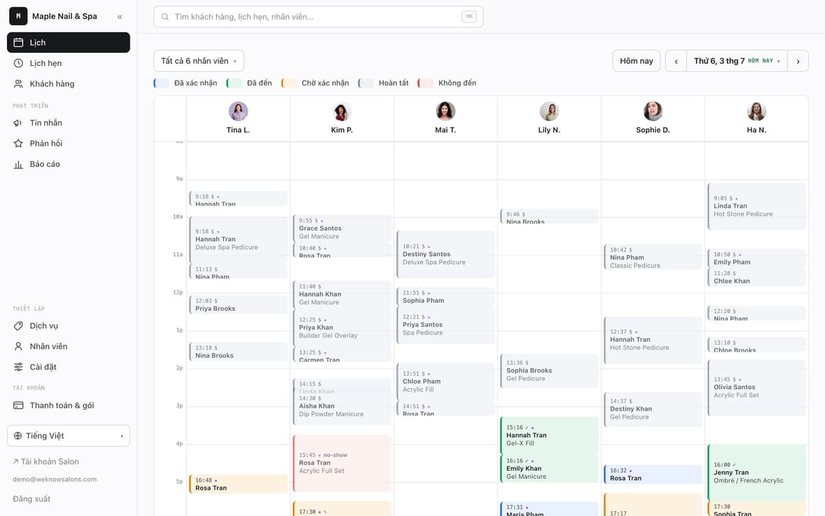 The owner dashboard shown in Vietnamese
