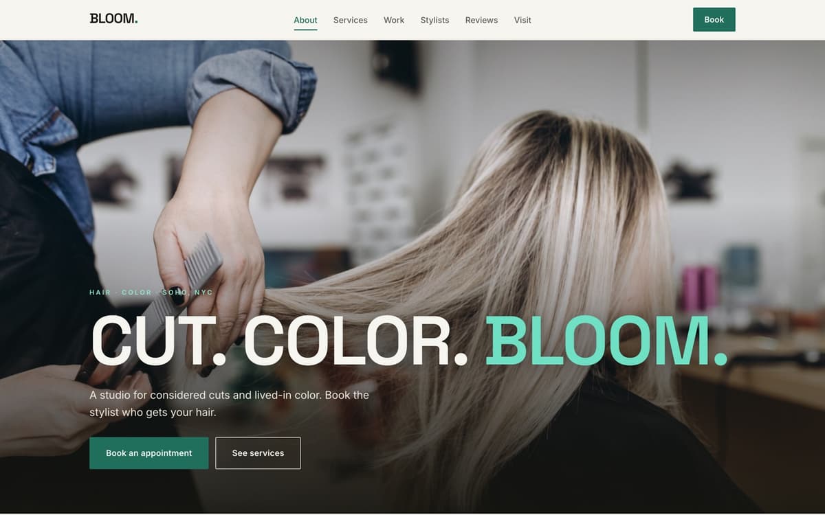 A custom salon website we designed & built